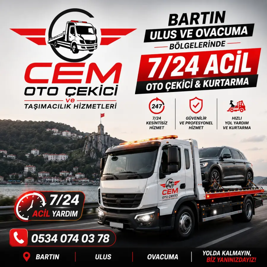 Bartın Ulus ve Ovacuma Bölgelerinde 7/24 Acil Oto Çekici & Kurtarma